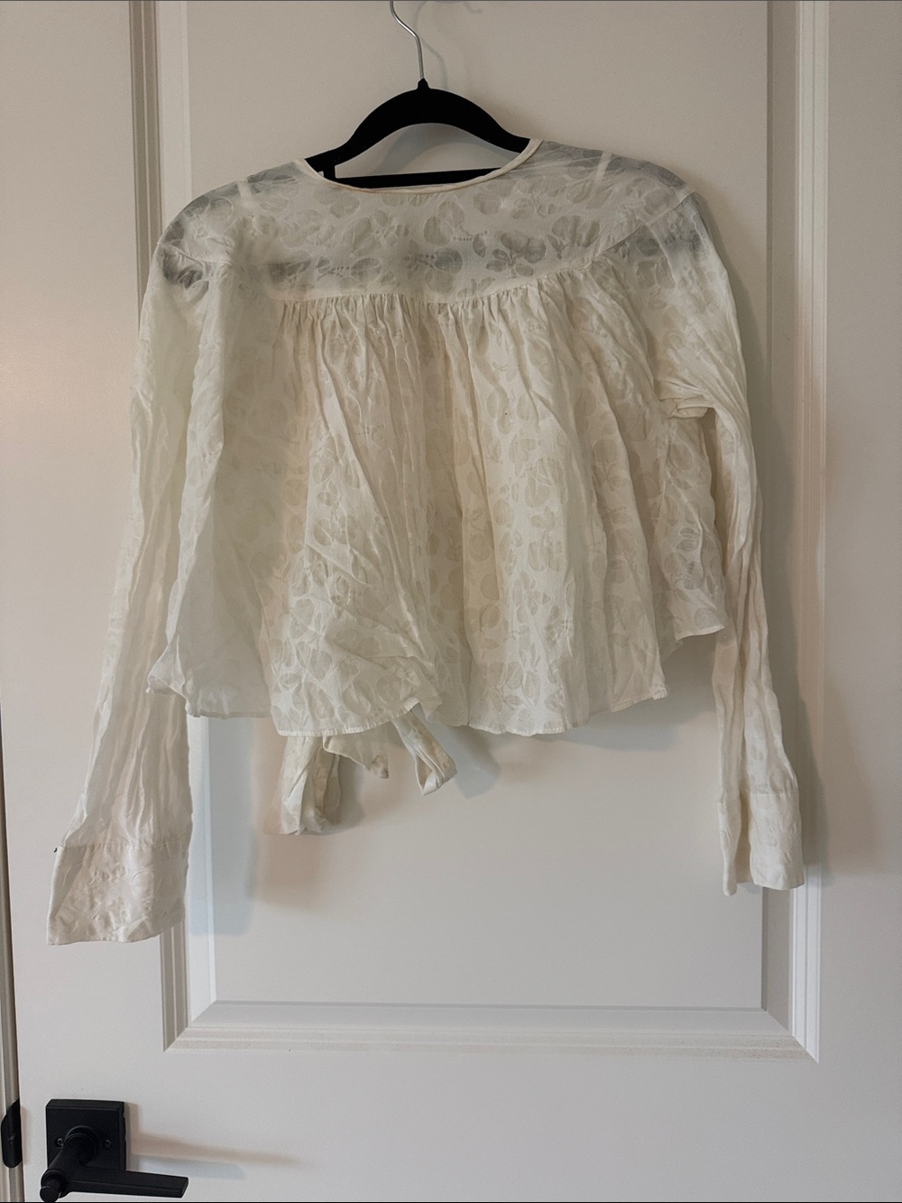 Zara Off-White Embroidered Peasant Blouse